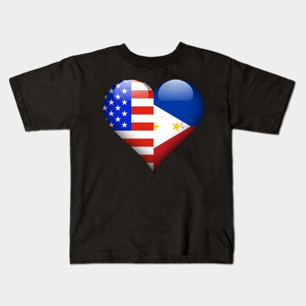 Half American Half Filipino - Gift for Filipino From Philippines Kids T-Shirt by Country Flags